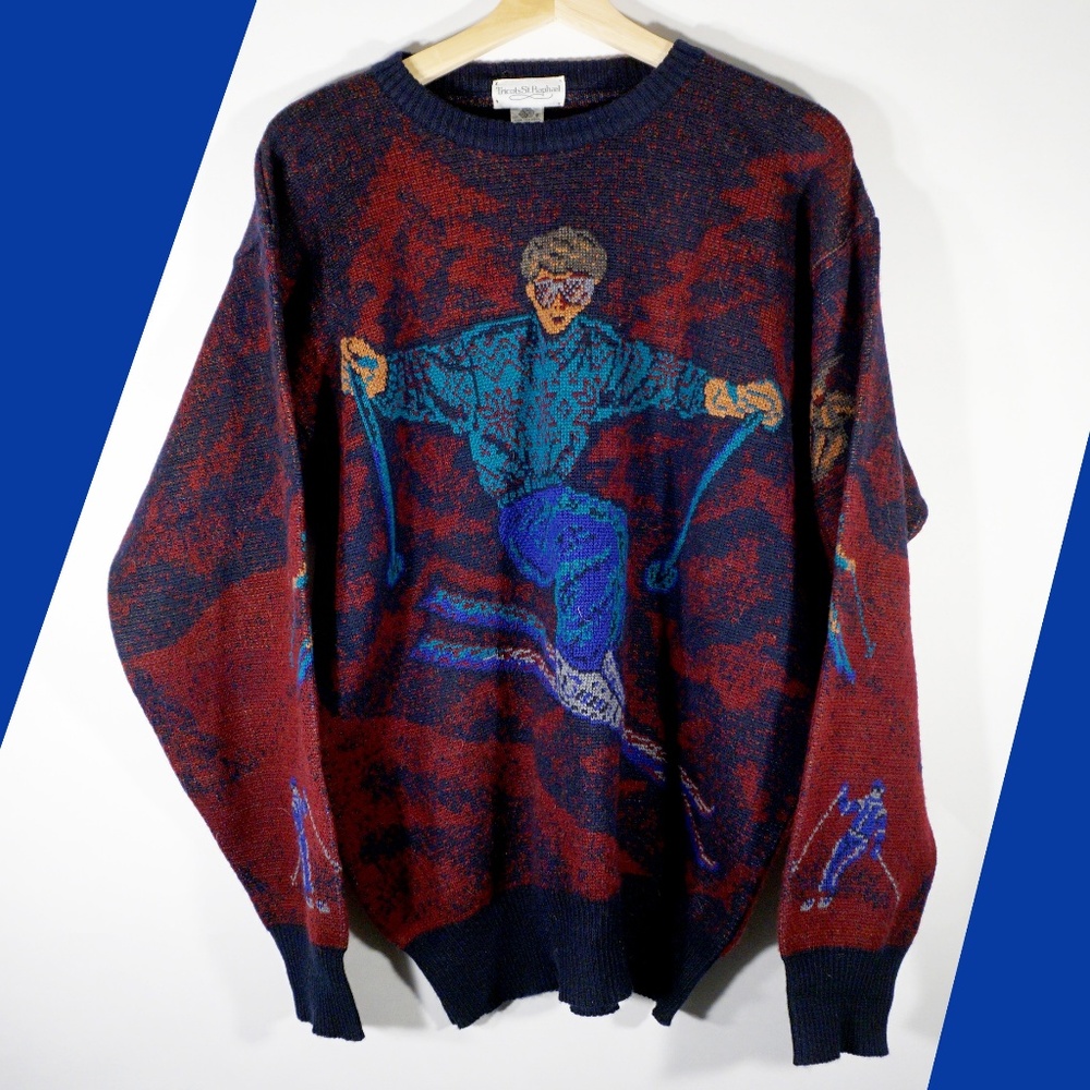 Vintage Skiing Ski Sweater 80s